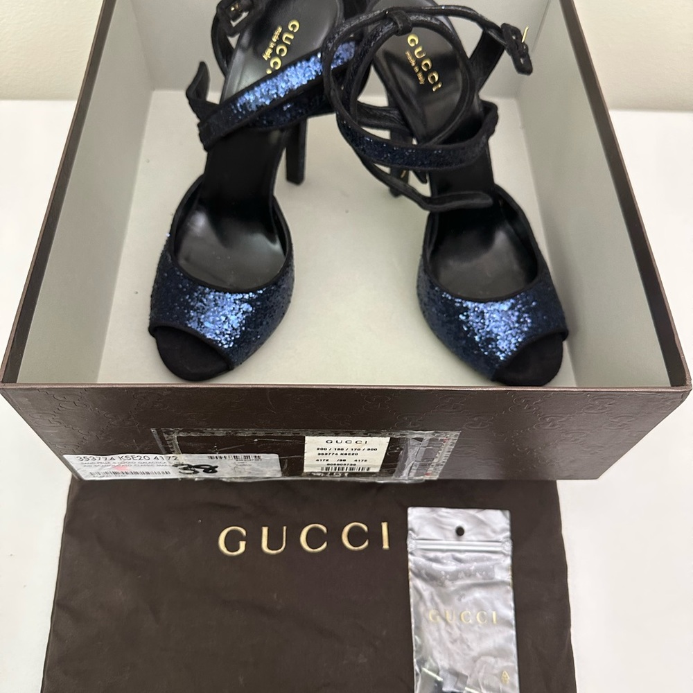 Navy Glitter Suede Galactica Super Kid Platform Sandal